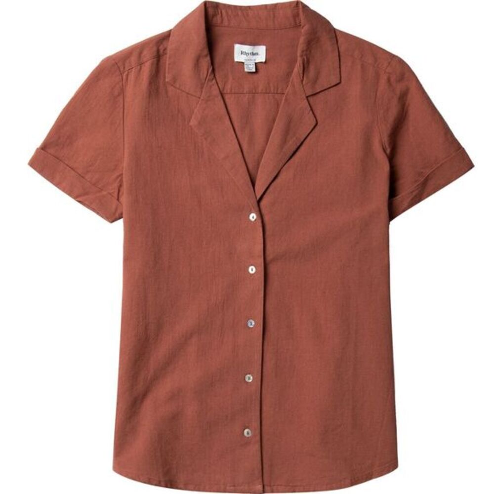 Rhythym brick red button down‎ top